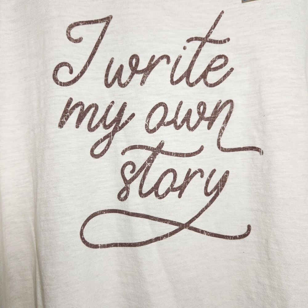 Universal Thread Tshirt for Women XS Ivory I Write My Own Story Logo 100%Cotton - Picture 2 of 8